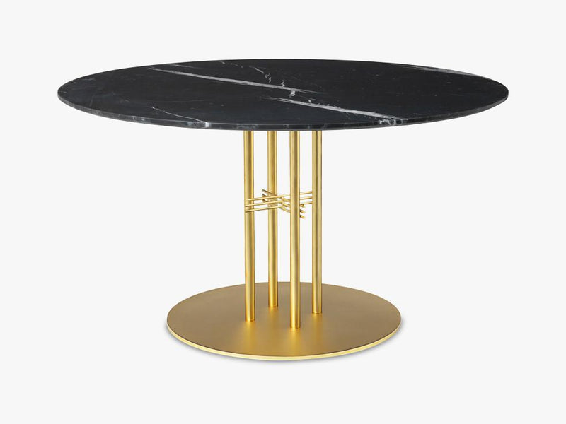 TS Column - Dining Table - Dia 130 Brass base, marble black top