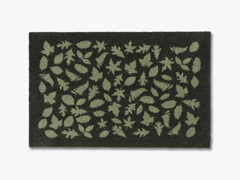 Måtte/løber, 60x90 cm, leaves, dark green