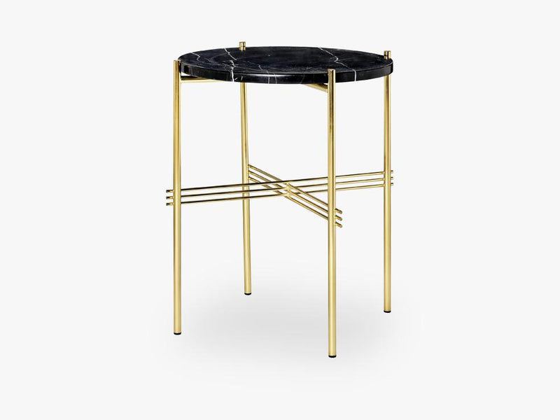 TS Coffee Table - Dia 40 Brass base, marble black top