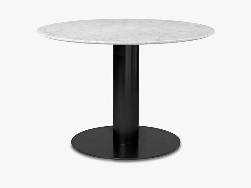 GUBI 2.0 Dining Table - Round - Dia 110, Black base, marble white top