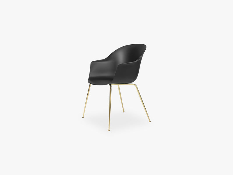 Bat Dining Chair - Skal m Conic base - Brass Semi Matt, Black