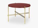 TS Coffee Table - Dia 55 Brass base, glass rusty red top