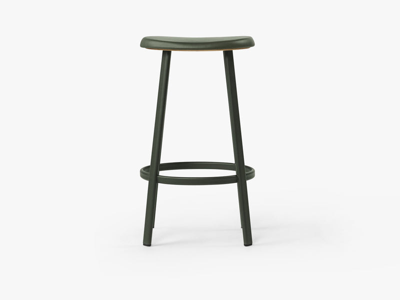 Anno Stool H75, Dark Green/Green Leather