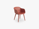 Fiber Armchair - Wood Base - Normal Shell, Dusty Red/Dusty Red