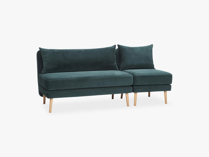 2 seater sofa m/stol, grøn velour