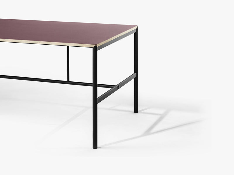 Mies Dining Table M1, Black /Burgundy Linoleum Ply