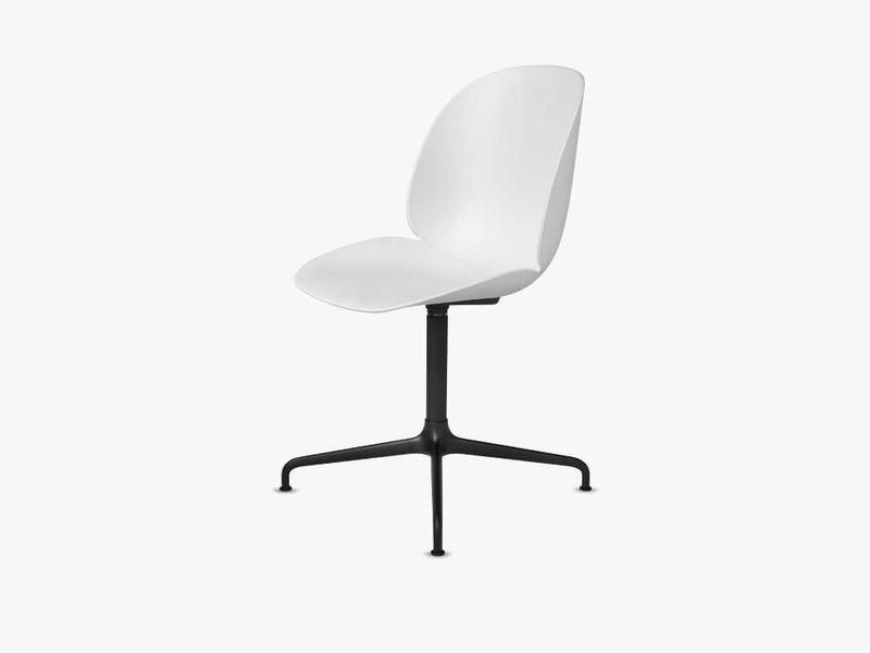 Beetle Dining Chair - Un-upholstered Casted Swivel base Black, White shell