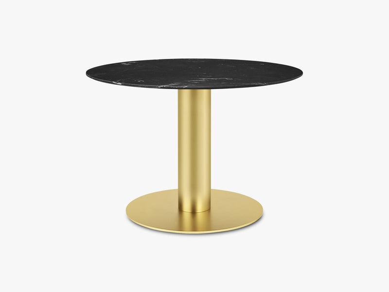 GUBI 2.0 Dining Table - Round - Ø110 - Brass base, Marble Black top