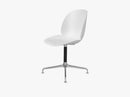 Beetle Dining Chair - Un-upholstered Casted Swivel base Aluminium, White shell