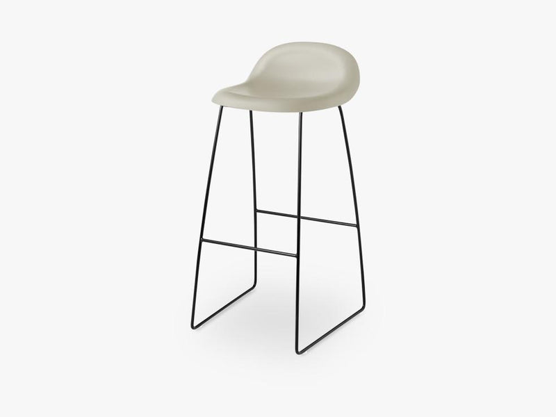 3D Bar Stool - Un-upholstered - 75 cm Sledge Black base, Moon Grey shell