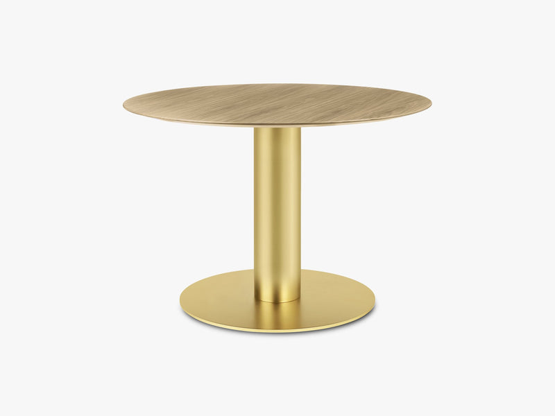 GUBI 2.0 Dining Table - Round - Ø110 - Brass base, Oak top