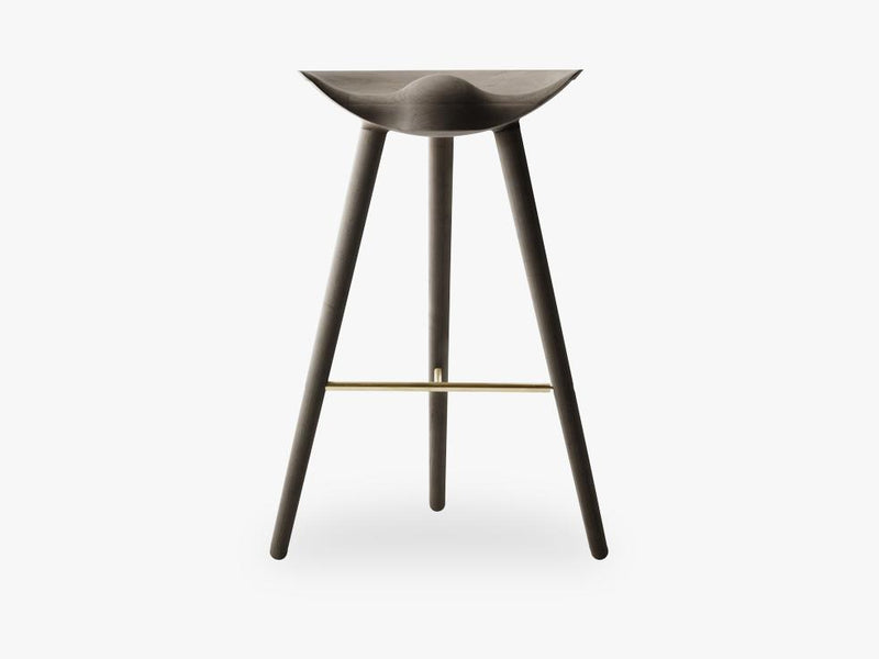 ML 42, bar stool, brown oiled oak / brass