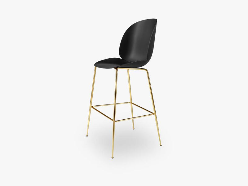 Beetle Bar Chair - Un-upholstered - 74 cm Conic Brass base, Black shell