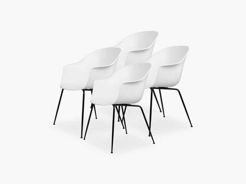 Bat Dining Chair 4 pcs - Conic Black Matt Base, Pure White