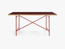 Linoleum Table Top, Burgundy with Oak Edges