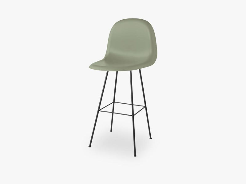 3D Counter Chair - Un-upholstered - 65 cm Center Black base, Mistletoe Green shell