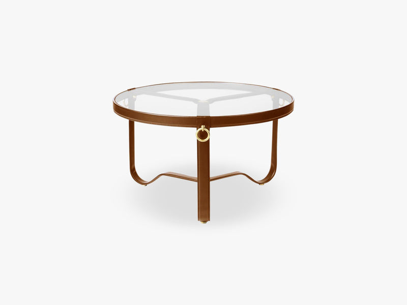 Adnet Coffee Table - Ø70, Tan Leather