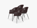 Bat Dining Chair 4 pcs - Conic Black Matt Base, Dark Pink