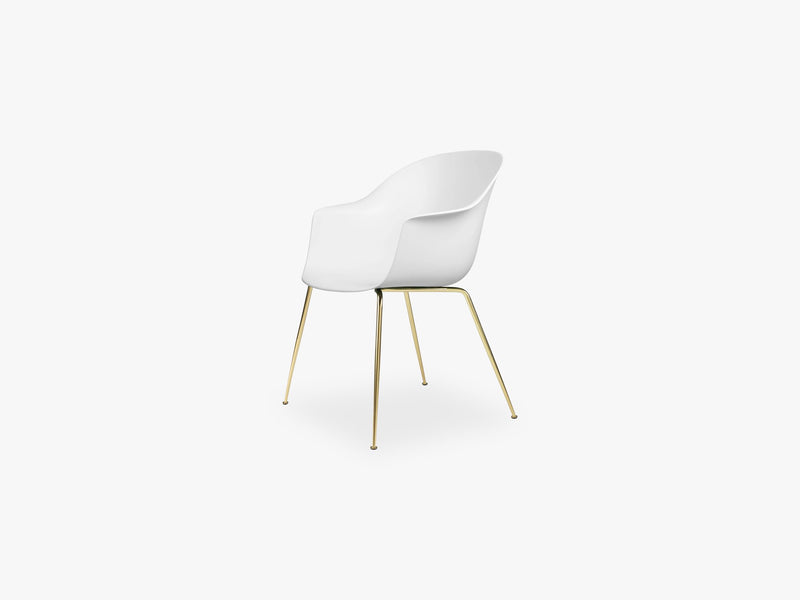 Bat Dining Chair - Skal m Conic base - Brass Semi Matt, Pure White