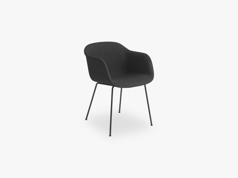 Fiber Armchair - Tube Base - Textile Shell, Remix 183 / Black