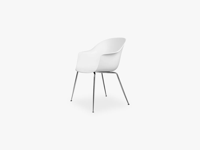 Bat Dining Chair - Skal m Conic base - Chrome, Pure White