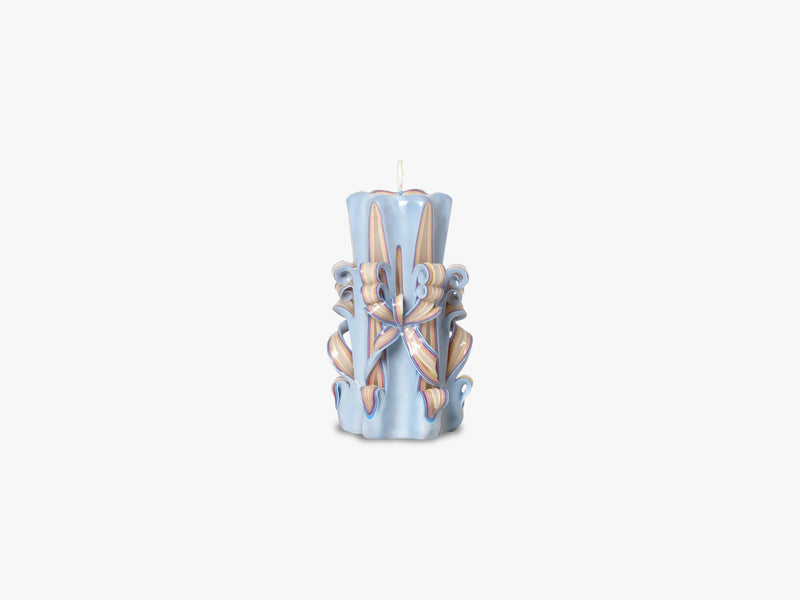 Hand-Carved Candles, Light Blue