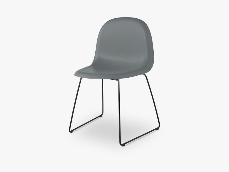 3D Dining Chair - Un-upholstered Sledge Black base, Rainy Grey shell