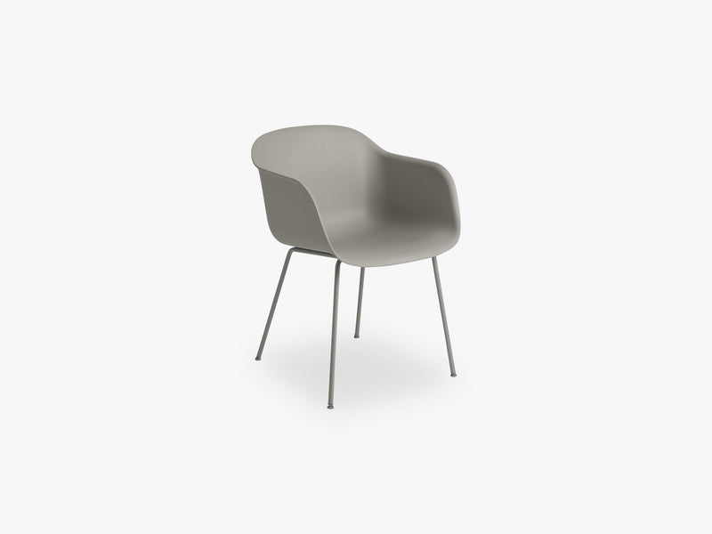 Fiber Armchair - Tube Base - Normal Shell, Grey/Grey