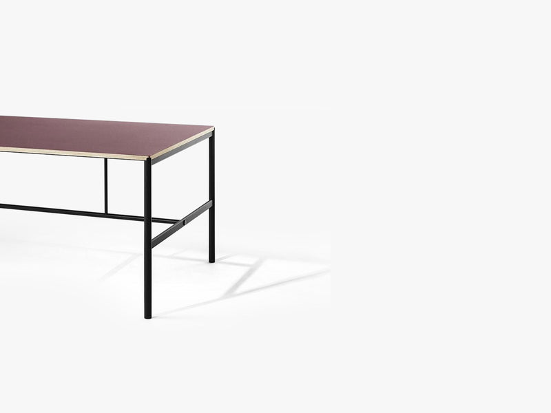 Mies Dining Table M1, Black/Burgundy Linoleum Oak