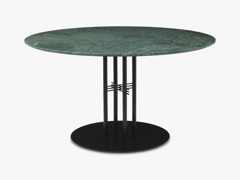 TS Column - Lounge table - Dia 130 Black base, Marble green top