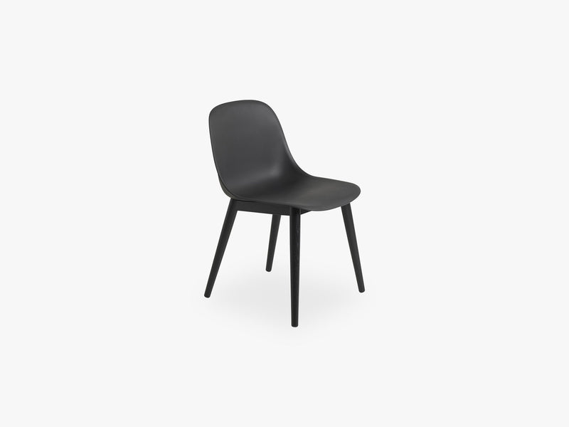 Fiber Side Chair - Wood Base - Normal Shell, Black/Black