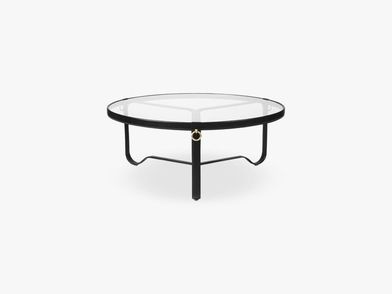 Adnet Coffee Table - Ø100, Black Leather