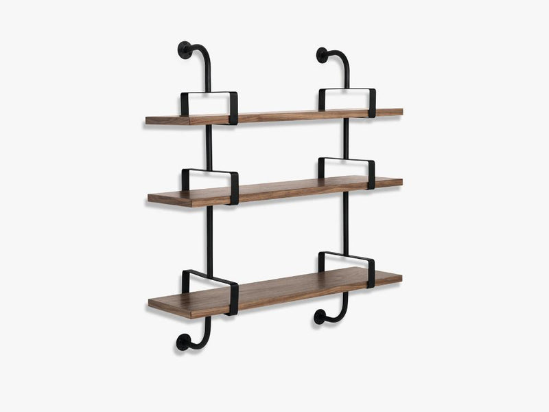 Démon Shelf - 2 Brackets - 95 cm 3 shelves, Walnut shell