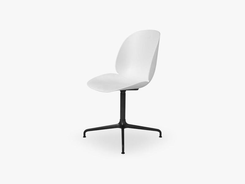 Beetle Meeting chair - Un-upholstered - 4-star swivel Black base, White shell