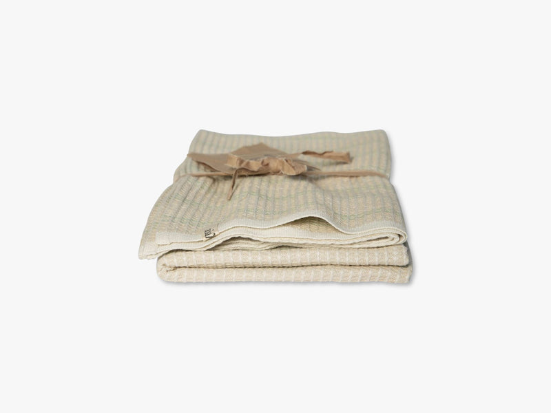 Aiayu Towel (2 pcs), Off White w. Green Stripe