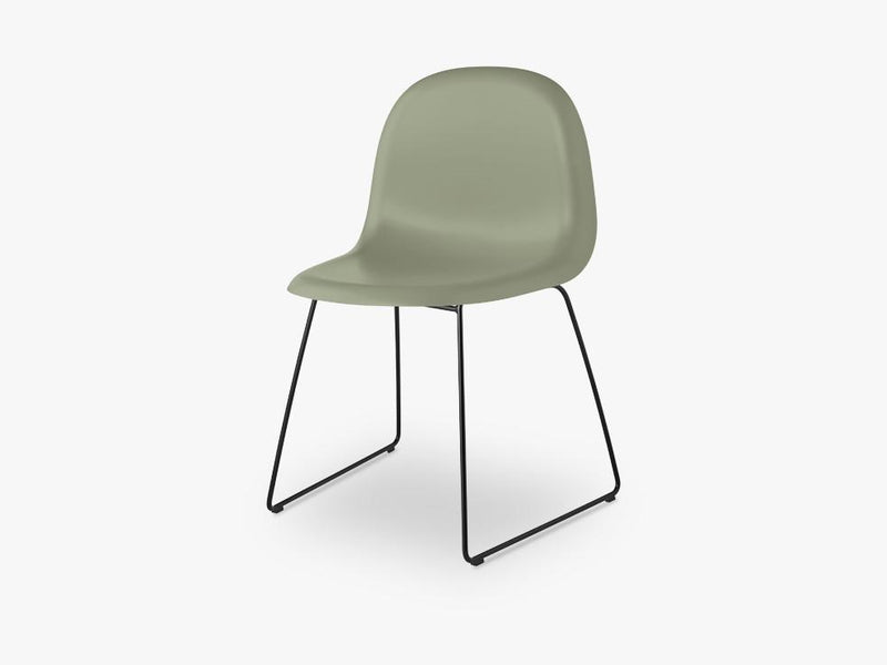 3D Dining Chair - Un-upholstered Sledge Black base, Mistletoe Green shell