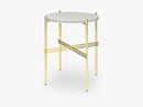 TS Coffee Table - Dia 40 Brass base, glass oyster white top
