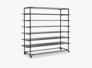 Rack w 6 shelves, metal, black