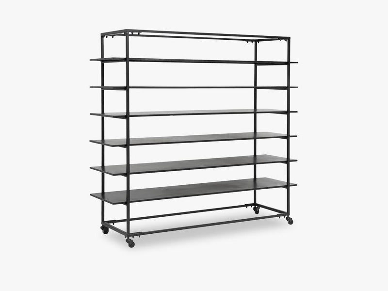 Rack w 6 shelves, metal, black