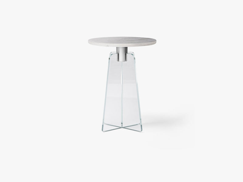 Cupola Side Table, Clear Glass/Grey Marble