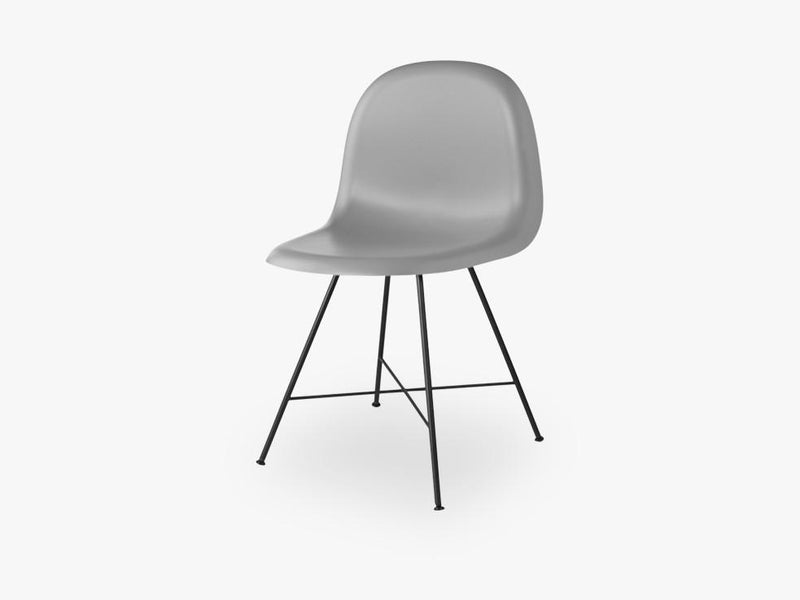 3D Dining Chair - Un-upholstered Center Black base, Rainy Grey shell