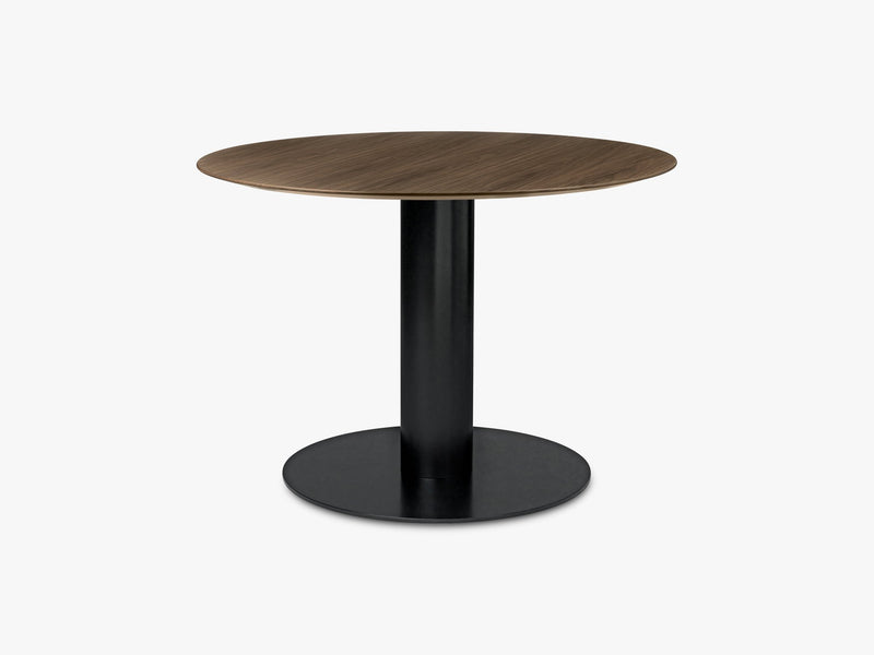 GUBI 2.0 Dining Table - Round - Ø110 - Black base, Walnut top