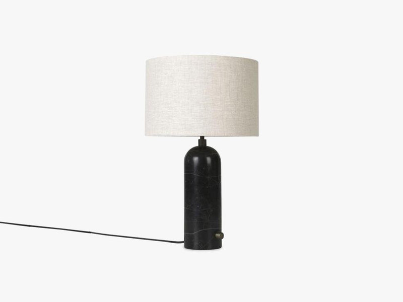 Gravity Table Lamp Small - Black Marble base, Canvas shade