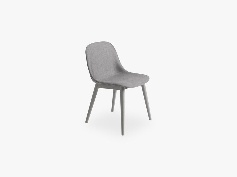 Fiber Side Chair - Wood Base - Textile Shell, Remix 133 / Grey