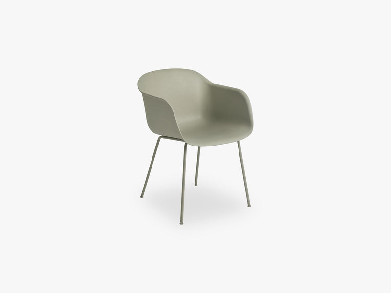 Fiber Armchair - Tube Base - Normal Shell, Dusty Green/Dusty Green