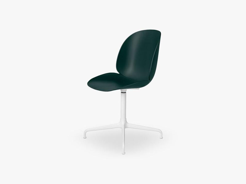 Beetle Meeting chair - Un-upholstered - 4-star swivel White base, Green shell