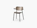 Co Chair Dining - Black Steel Base, Dark Stained Oak Seat/Back w/Arms
