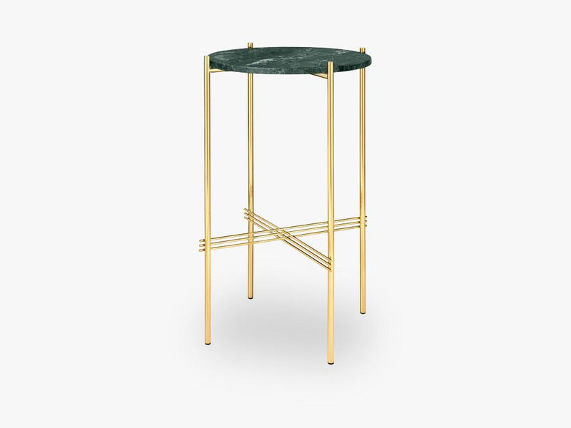 TS Console - Round - Dia 40 Brass base, marble green top