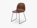 2D Dining Chair - Un-upholstered Sledge Black base, American Walnut shell