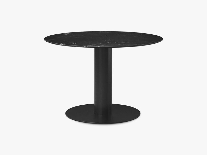 GUBI 2.0 Dining Table - Round - Ø110 - Black base, Marble Black top